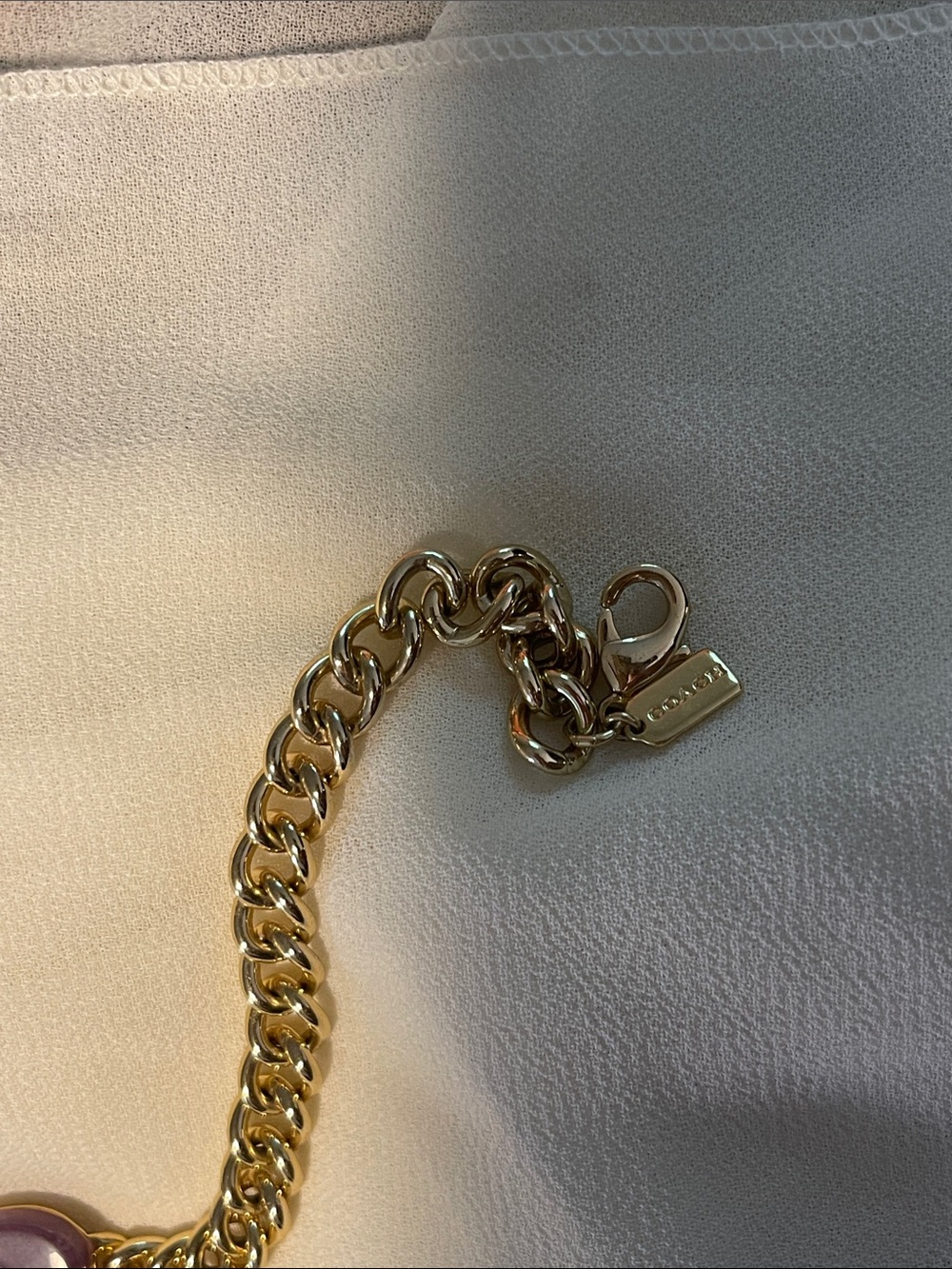 Coach Gold-Tone Chain Necklace & Bracelet Set with Multicolor Enamel Links - Picture 2 of 3